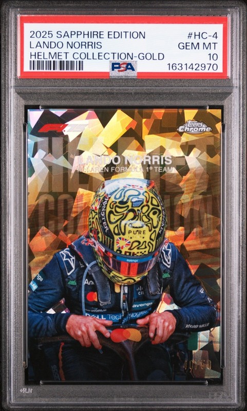 2025 Topps Chrome Sapphire F1 Lando Norris Helmet PSA 10 Gold #/50