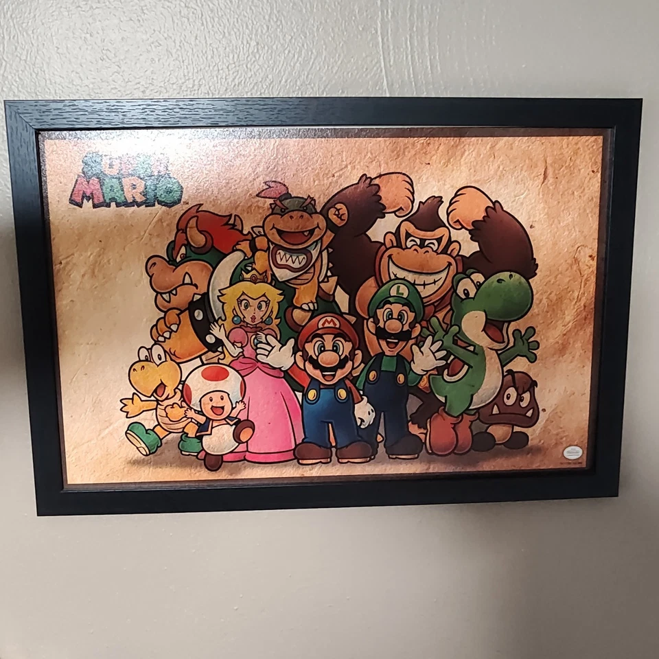 Nintendo Super Mario Art Print Featuring Mario, Luigi, Peach, Donkey Kong - Image 1 of 1