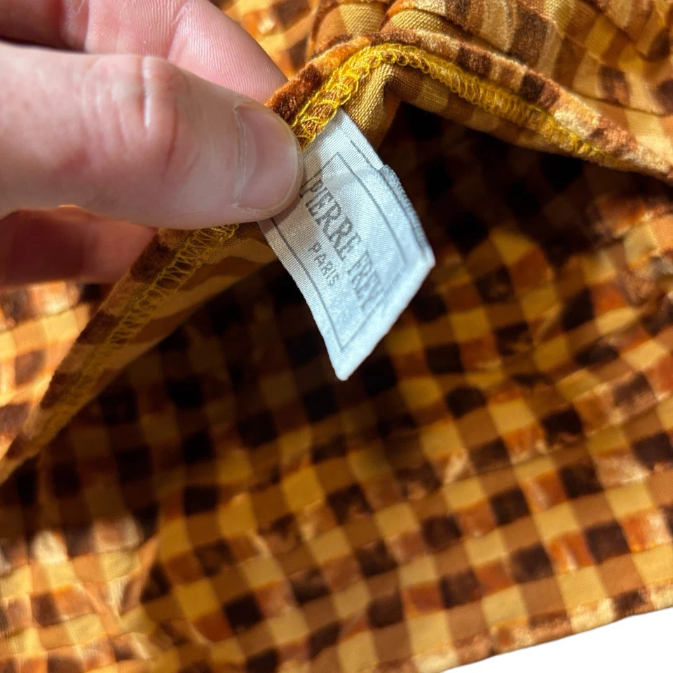 Pierre Frey Checkered Mustard Gold Fabric Pillow Cover - No Insert Included - Image 2 of 4