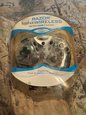 Intec Razor Mini Wireless Controller PS2, 30 Foot Range, 2006 Clear, New Box Dmg