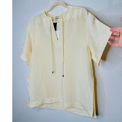 NWT Toteme Vanilla Fluid Tie Linen Blend Short Sleeve Blouse Top 40 / 8
