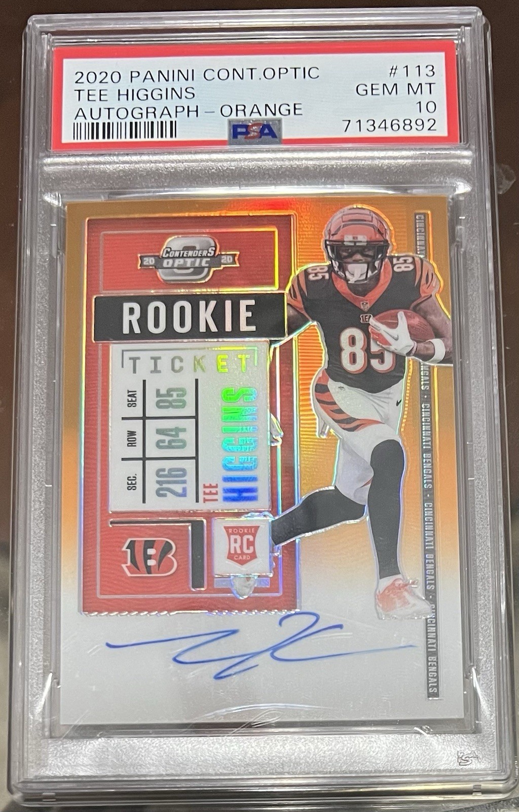 Tee Higgins Panini Contenders Optic #113 Autograph-Orange