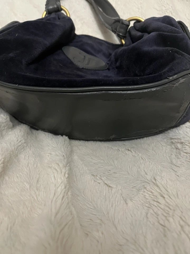 Auténtico bolso de hombro Juicy Couture de terciopelo azul (azul marino) Y2K Foto 3 de 4