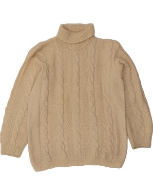 VINTAGE Damen Rollkragen Pullover Pulli UK 16 Large Off White CM11