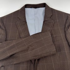 Brooks Brothers Explorer Regent Fit Brown Wool Herringbone Windowpane Blazer 40R