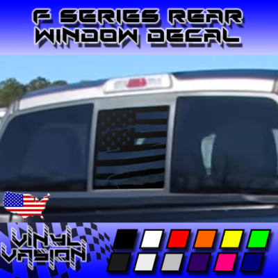 Ford F150 / f250 / f350 Rear Sliding Window Distressed Flag Decal 2004-2014