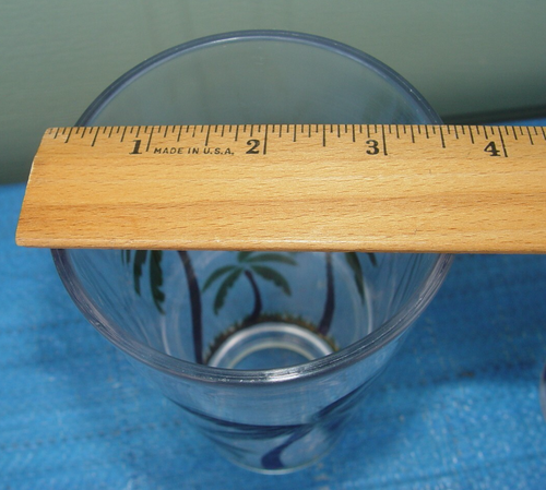 Set of 5 Acrylic Clear Iced Tea Tumbler Embossed Palm Tree Tropical Beach USED - Picture 3 of 5