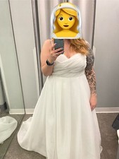 Wedding Dress - David’s Bridal Organza Dress A -Line With Slit