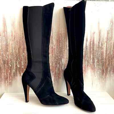 Azzedine Alaïa Black Alaia Suede Knee High Boots vero CuoIo Italy EU size 40