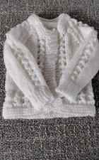 Hand Knitted White Premature Baby Cardigan