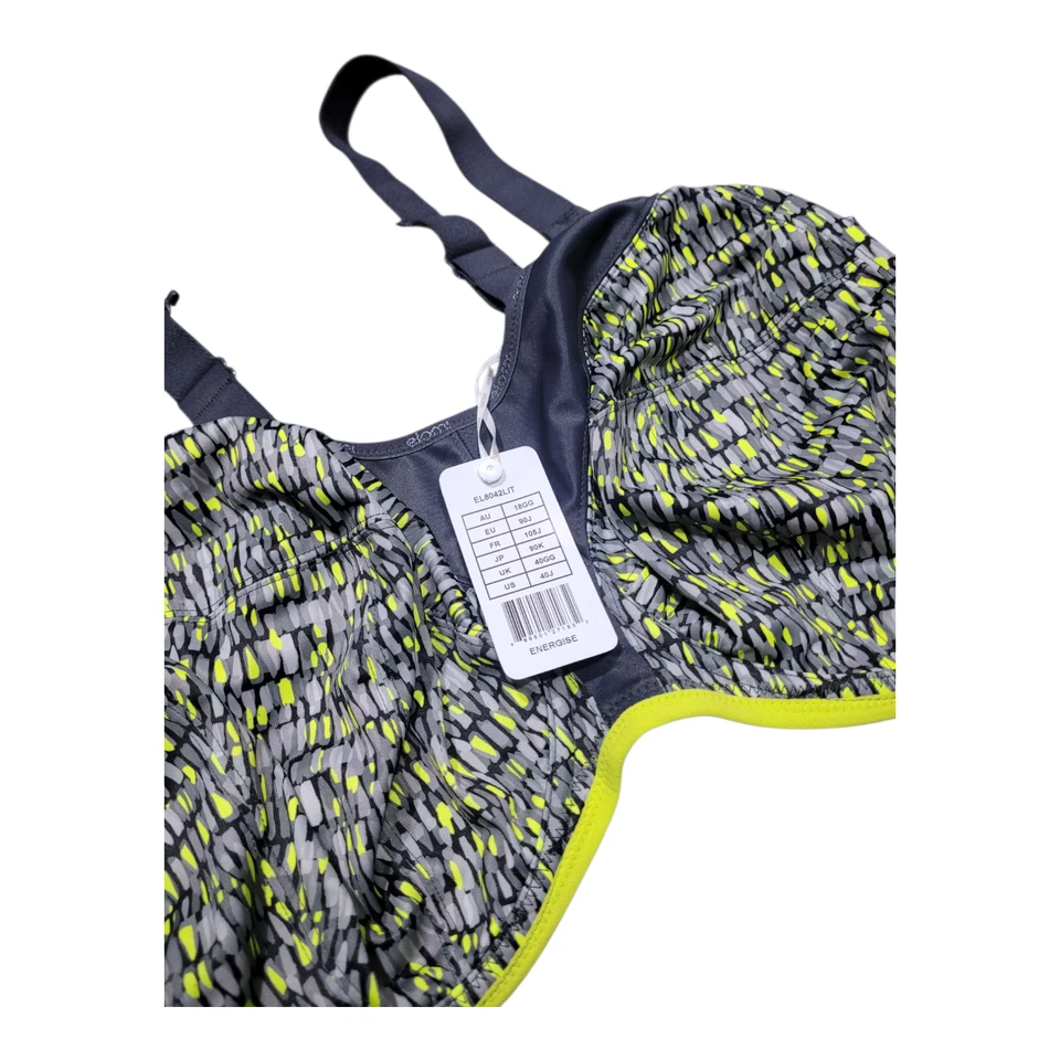 NUEVO SUJETADOR DEPORTIVO ELOMI ENERGISE Talla 40 J Gris Verde Copa Completa con Aros EL8042LIT Foto 2 de 4