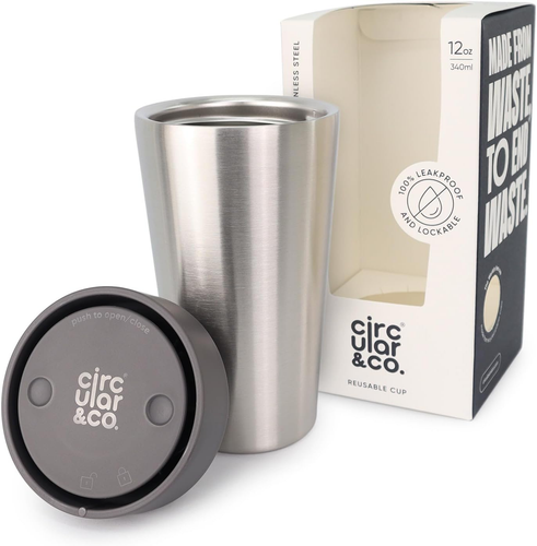 Stainless Steel Coffee Cup - 16Oz - Insulated Reusable Travel Mug - Made from Re