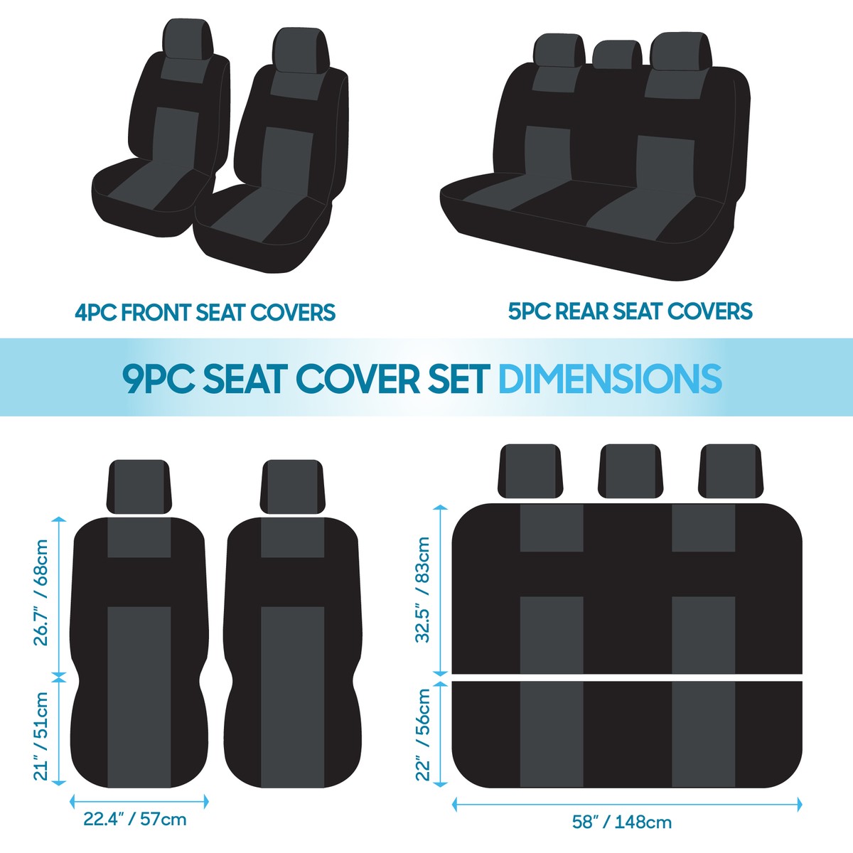 Sporty Poly Pro Car Seat Covers - Split Bench Design, Beige, Machine Washable & Airbag Compatible