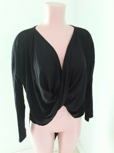 Women's V-Neck Black Wrap Crop Top Size XL - Picture 1 of 11