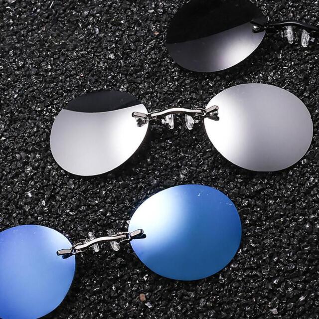 Clip Nose Sunglasses Round Glasses Matrix Morpheus Vintage Sun UV NICE