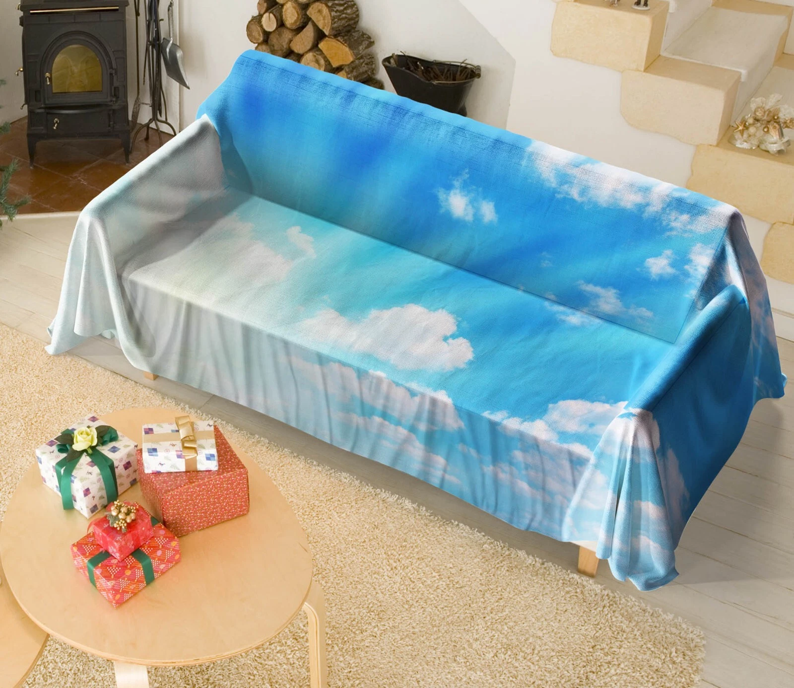 3D Blue Sky N2784 Sofa Cover High Stretch Lounge Slipcover Protector Couch Eve
