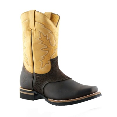 Grinders Frontier Hellbraun Leder Stiefel Quadrat Zehen Cowboy Knöchel Chelsea