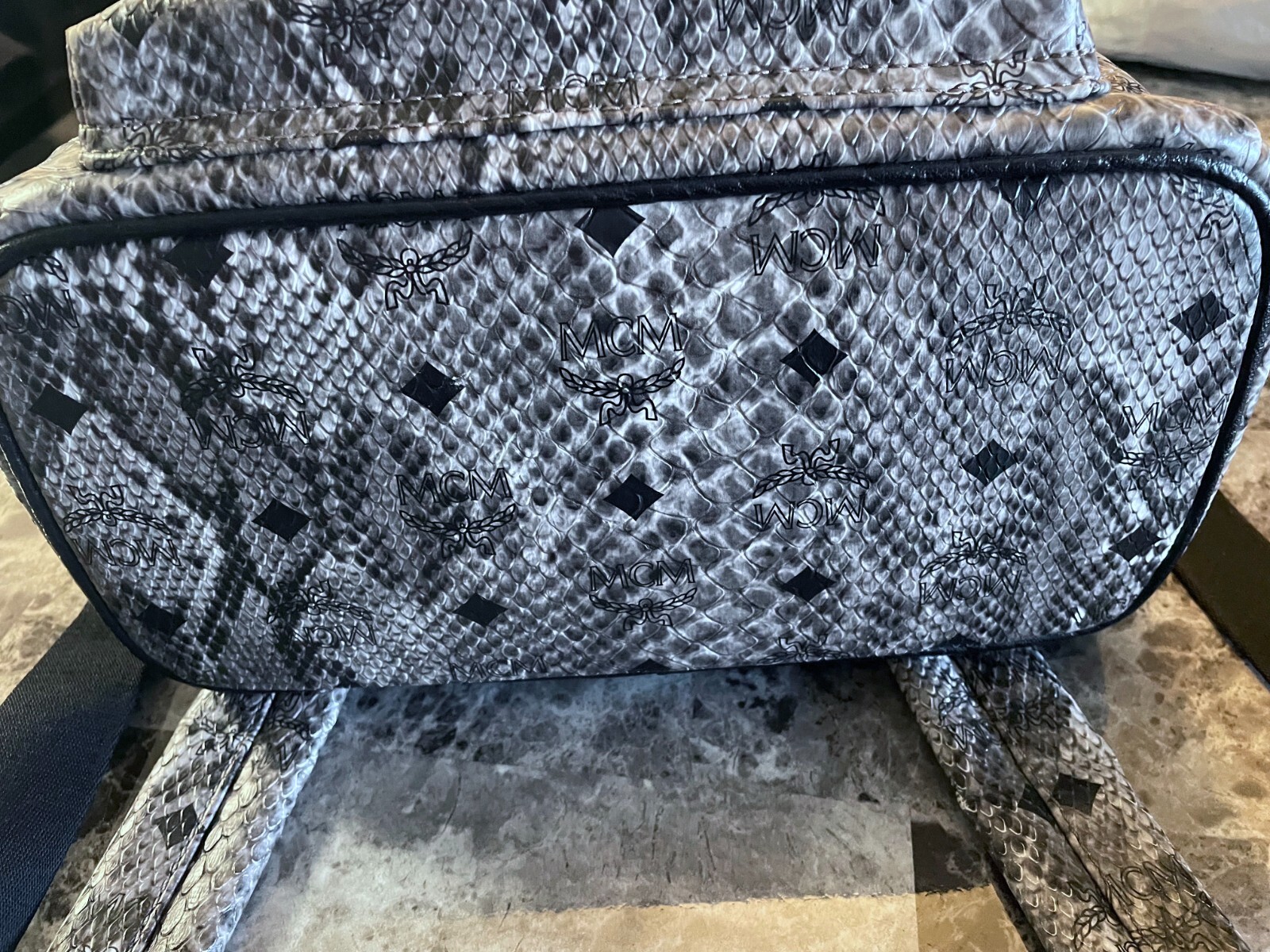 MCM GRAY PYTHON SNAKE BLACK DIAMOND PRINT MONOGRA… - image 16