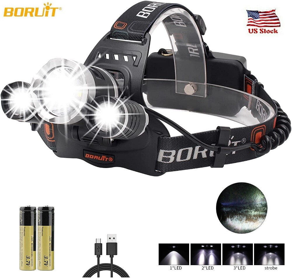 Headtorch Outdoor Hunting LED Headlamp Rechargerable Battery Headlight Work Lamp