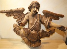 Putte ANTIK Barock Holzengel Engelskopf  Wandbüste Holzschnitzerei Breite 115cm