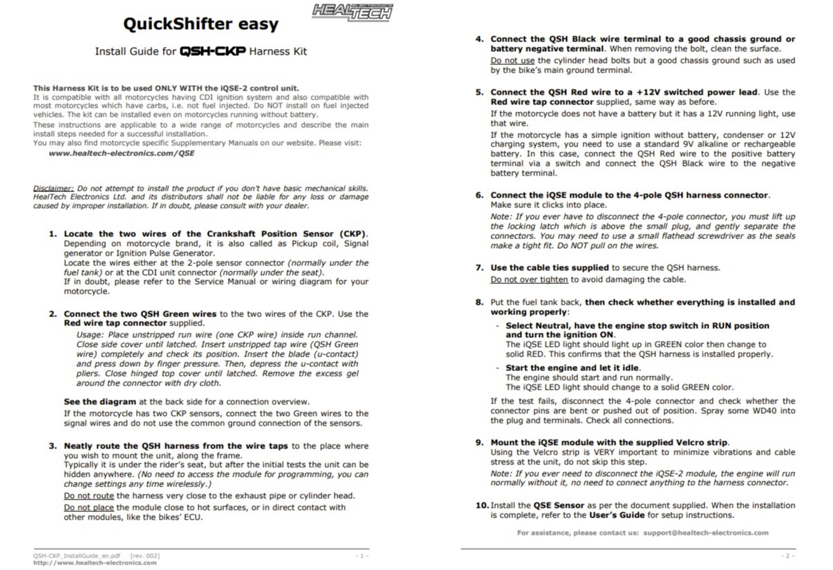 2008-2014 Kawasaki KLX450R KLX-450R Healtech QuickShifter - Quick Shifter Easy