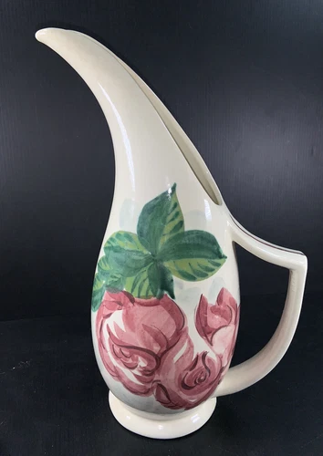Vintage Red Wing Pottery Hand Painted Rose Concord Pitcher 13"