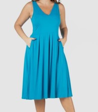 24seven Women Blue Comfort Apparel Short Sleeve Midi Dress Plus Size 1X