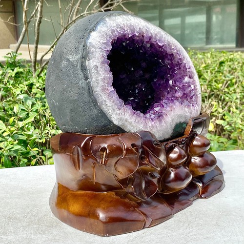 28.72LB Uruguay Natural Amethyst Money Bag Cave Decoration+Bracket - 第 16/16 張圖片