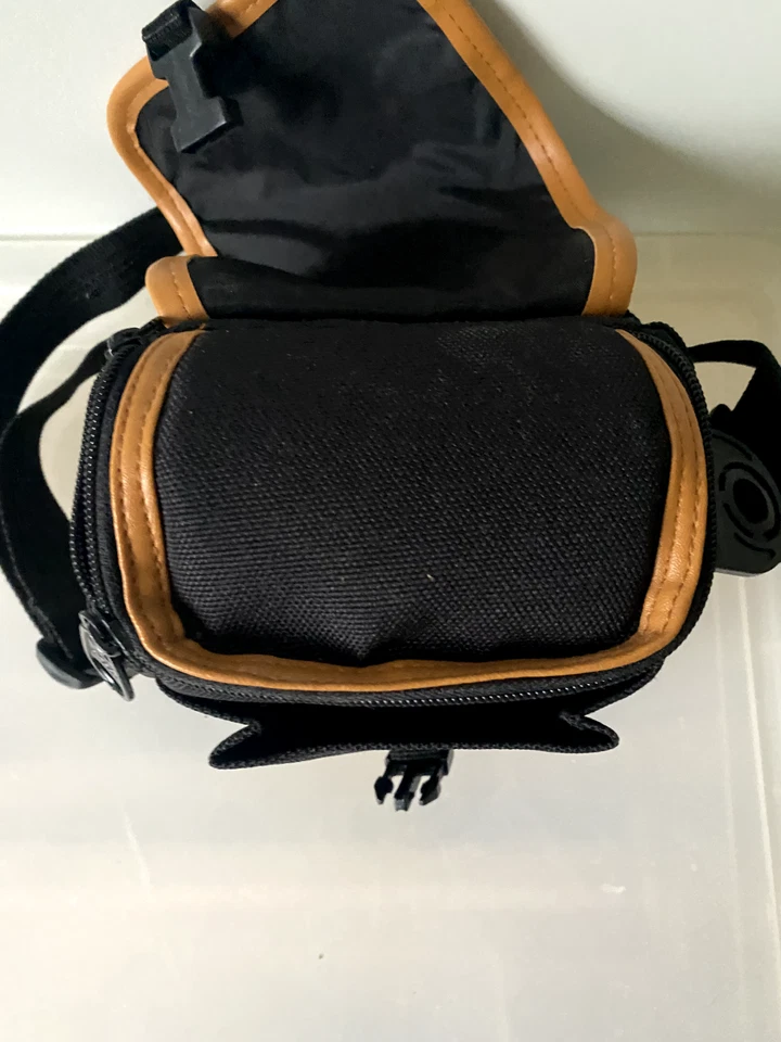 Safari Camera Bag Black Brown Padded w/ Strap 7"x6"x4" DSLR Compact Case - Image 3 of 4