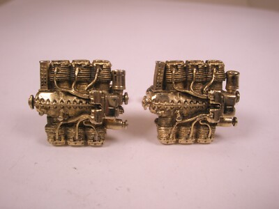 6 Cylinder Horizontally-Opposed Aircraft Flat Engine Vintage HICKOK Cuff Links