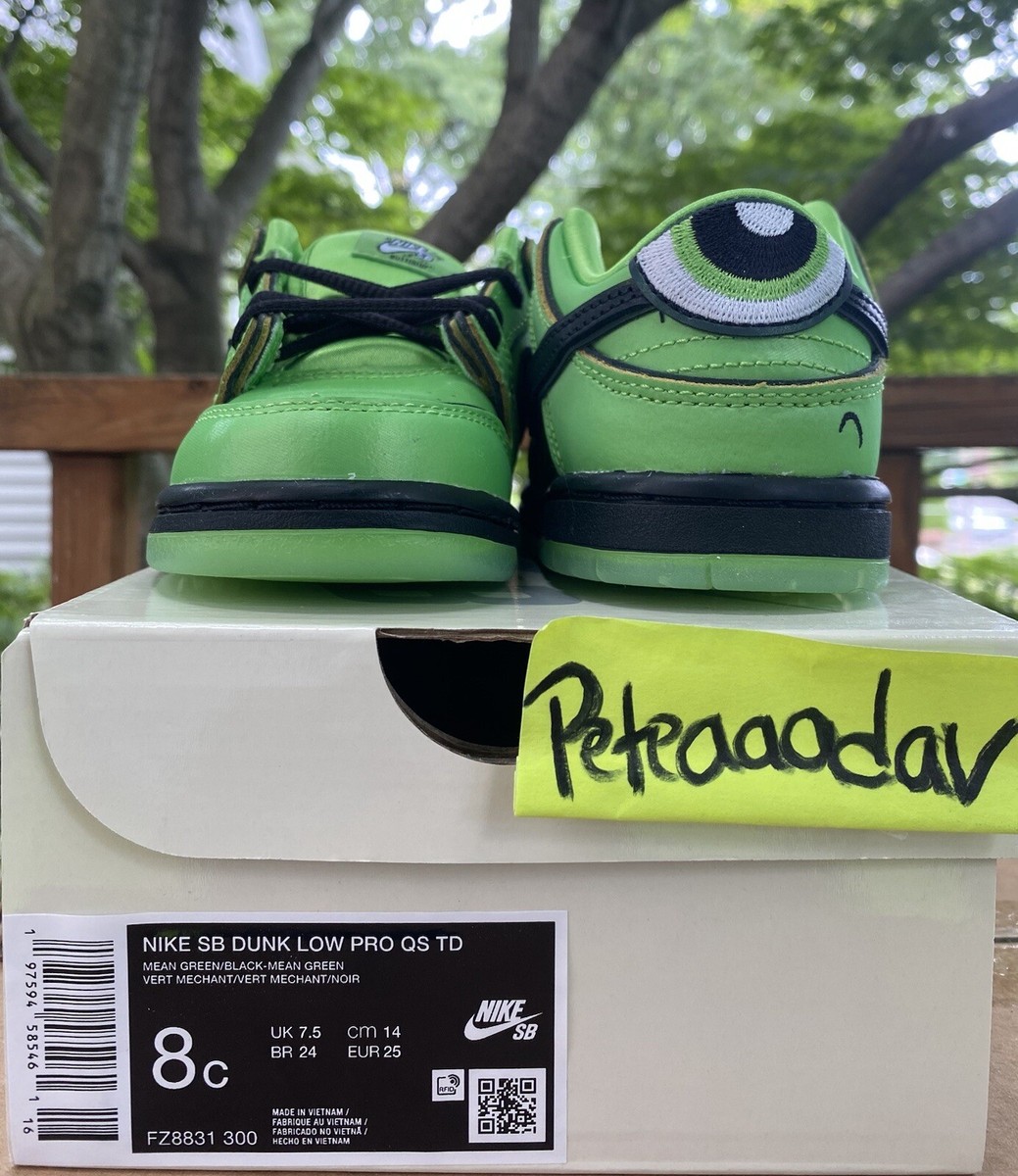 Nike SB Dunk Low Pro QS Powerpuff Girls Buttercup TD(Toddler) Size