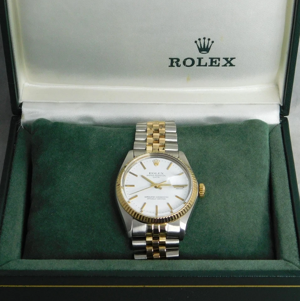 Reloj Rolex Oyster Perpetual Date 1500 Dos Tonos Vintage 1975 Hombre... 34mm Foto 2 de 4