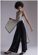 Anthropologie Maeve Black Wide Leg pants Velvet Size: XS Lined, Elastic Waist