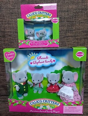 Calico Critters Ellwoods Elephant Family Collectible Figure Set Twins