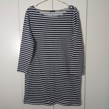 Gap Dress Women Extra Large Blue Striped Long Sleeve Shift Pullover Knit Cotton