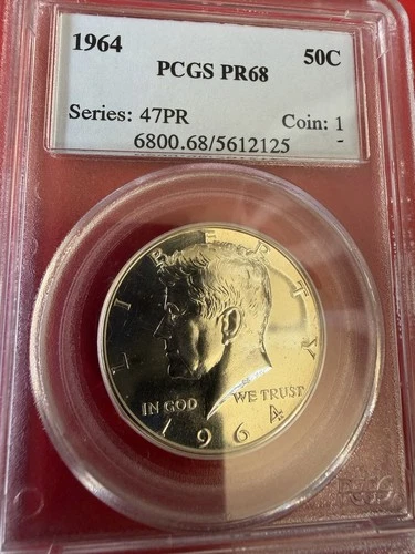 1964 Silver Proof Accented Hair Kennedy Half Dollar PCGS PR66