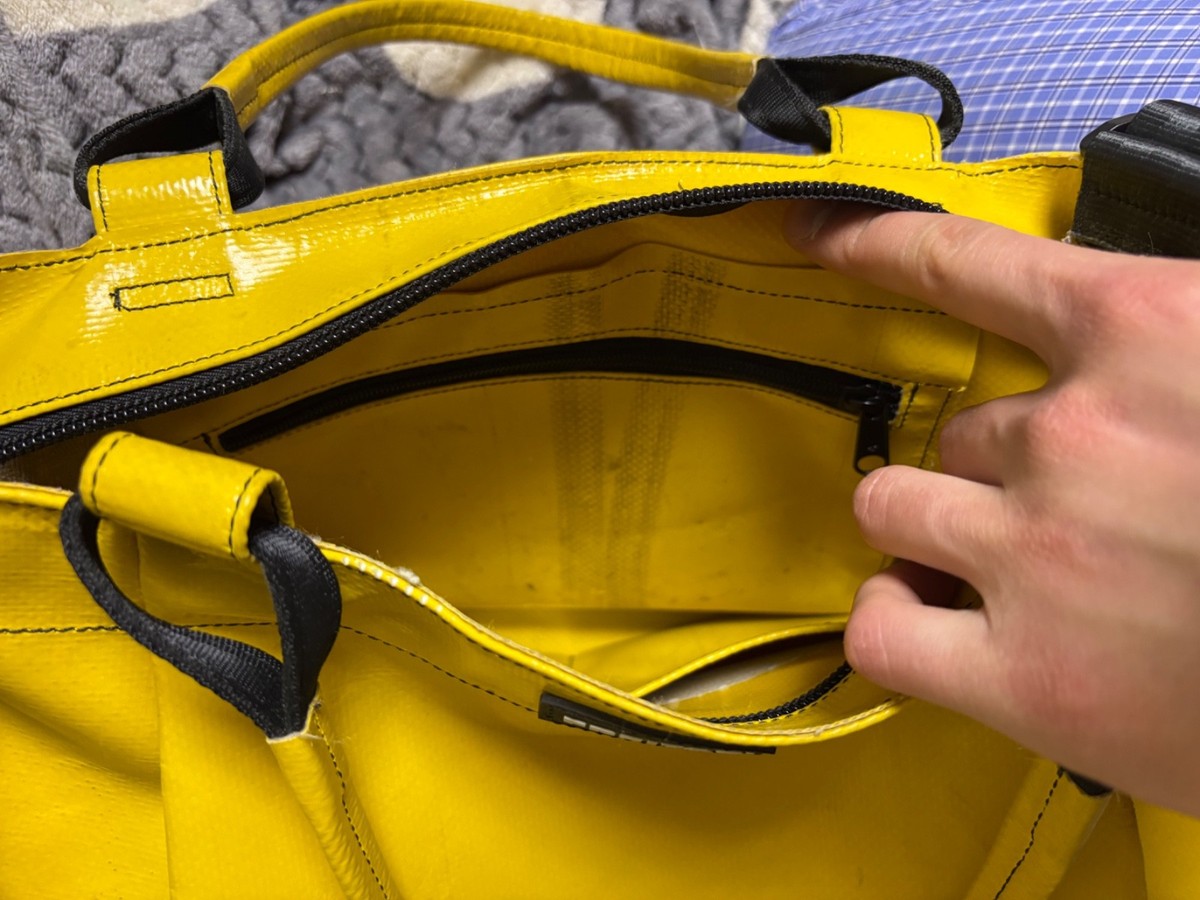 Freitag F551 Sally Yellow Tote Bag Vintage 90s-00s Recycled Truck