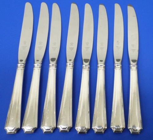 8 - Gorham FAIRFAX Sterling Silver Handle 9 1/8" PLACE SIZE KNIVES Modern Hollow