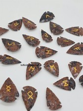 Mahogany Obsidian Elder Futhark Rune Set 25 Pcs Arrowhead Runes Norse Divination