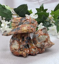 Brecciated Jasper Winged Angel Cat Statue Crystal Pet Memorial Sleeping Cat Fig