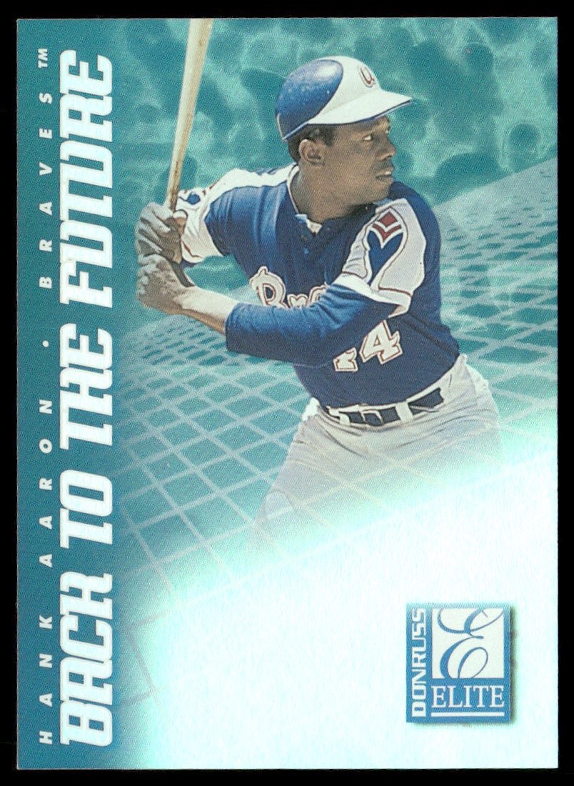 Hank Aaron #5 Baseball Cards 1998 Donruss Elite Back to the Future trading card — raw and PSA graded price guide