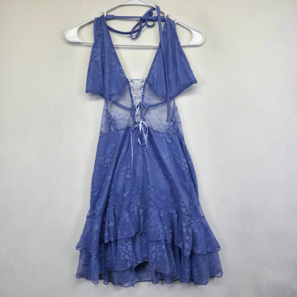 Camisón Babydoll Mujer L Púrpura Floral Sin Espalda Fairycore Lencería Coqueta Foto 2 de 4