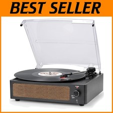 Vintage Vinyl Record Player with Built-in Speakers