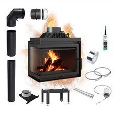 Inserto per camino in ghisa KRATKI SIMPLE L BS 8 kW Ø150 Kit di montaggio