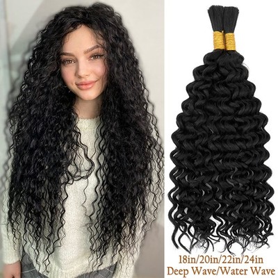 Human Braiding Hair for Boho Braids 200G 2*Bulks Deep Water Wave Bulk No Weft US