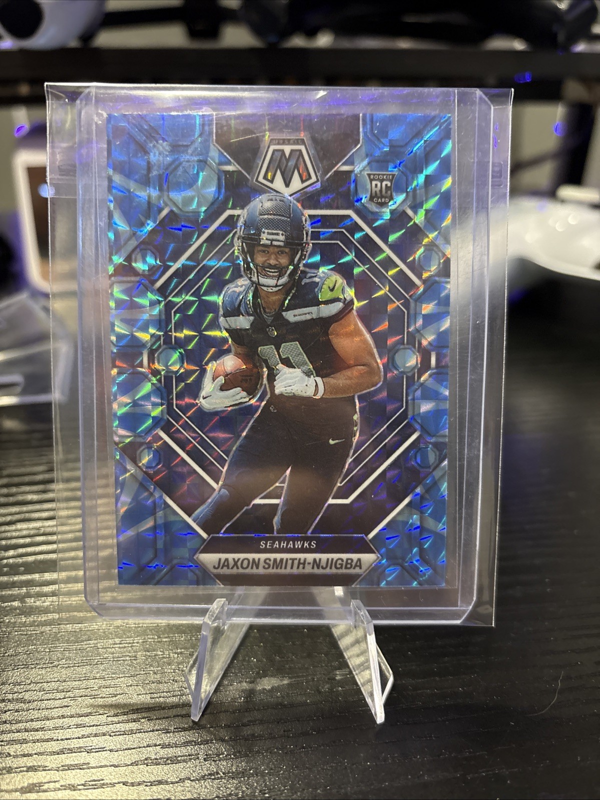 2023 Panini Mosaic - Rookies Jaxon Smith-Njigba #331 Reactive Blue Mosaic Prizm