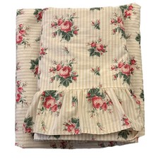 Vtg Ralph Lauren Marseilles Full Ruffle Flat Fitted Sheet Floral Damage Project