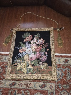 Brussels Bouquet European Tapestry 25''x30'' Cotton Jan Brueghel de Velours W/ Rod