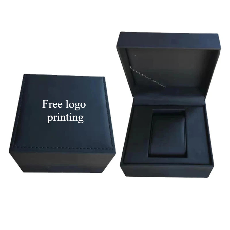 Boîte montre homme en cuir PU noir mat avec clapet carré
