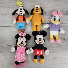 Lot of 5 Disney Bean Bag Plush Mickey Minnie Goofy Pluto Daisy Duck Toys 7" Tall